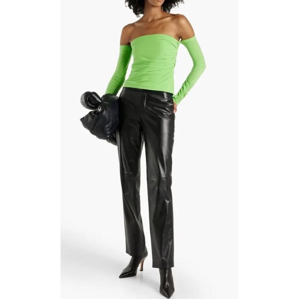 NWT Helmut Lang Crepe Twist Long Sleeves Tube Top Lawn Green Women's Small $295